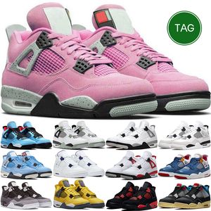 4 4S Zapatos de baloncesto Militar Negro Gato Universidad Azul Rosa Vela Dinero puro Rayo Blanco Oreo Rojo Trueno Bred Cemento Verde Hombres Mujeres Deportes Entrenador Zapatillas de deporte