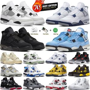 4 4s Chaussures de basket-ball Military Black Cat métallique or militaire noir Sail jaune Thunder White Fire rouge Cool Grey Blue University Pure Sports Pur Sneakers 36-47