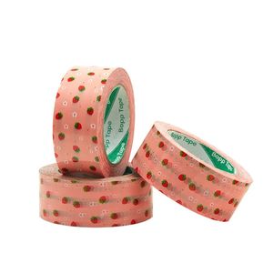 4,5 cm 100m dessin animé motif de fraise mignon ruban adhésif rose Viscosité haute résistance emballage bricolage cadeau cadeau de décoration 240426