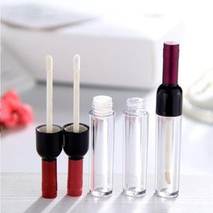 4 5 ml Botella de vino tinto Mini tubo de brillo labial vacío Bálsamo labial Botella linda Cosmético Viaje Brillo Contenedor con tapa para muestra de lápiz labial HVHO