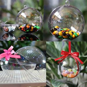 4/6 / 8cm Bolas de árbol de Navidad Decoración de decoración Molde redondo transparente Bola de plástico transparente para la decoración del hogar Boda DIY Ideas Adornos