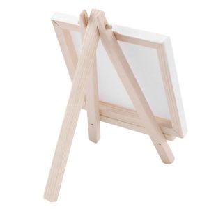 4 par 4 pouces Mini Canvas et 8x16cm Mini Wood Easel Set pour peindre des fournitures d'artistes d'étudiants à dessin à dessin, 12 pack