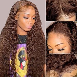 # 4 Chocolater Brown Lace Front Perruque avant coloré coquine en dentelle bouclée perruques de cheveux humains avant pour les femmes Curly Remy Hd Lace Frontal Wig