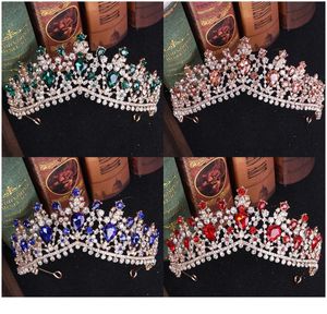 4 colores Rhinestone Cristal Boda Corona Novia Tiaras y coronas Reina Diadema Concurso Corona de oro Joyería nupcial para el cabello Acc jllvxe5189517