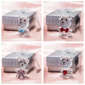 4 couleurs belle ours en cristal faveur cadeaux de mariage romantique saint valentin avec boîte colorée faveurs de fête ornements souvenirs de douche de bébé pour cadeau d'invité