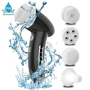 4 en 1 multifonction Ipx6 étanche électrique visage Massage Spa brosse nettoyage en profondeur démaquillant Silicone brosse faciale soins de la peau