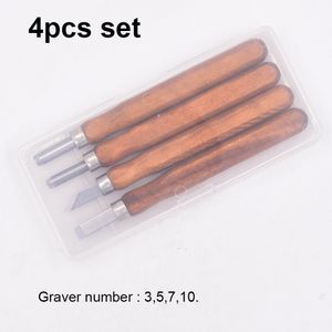 4 en 1 Grabado en madera Cuchillo Cuchillos para esculpir Sharp Graver Burin Nicking Tool Mini Cincel 4pcs / set Herramientas de talla de madera