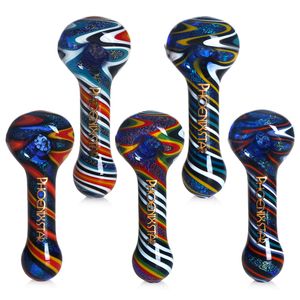 Pipes à main en verre de 4 pouces avec un écran de filtre en verre à 5 trous le brûleur de tabac en verre borosilicate durable