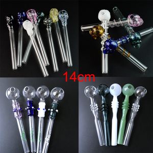 5 pulgadas de color pequeño Quemador de aceite Pipe Ball Design Skull Shaped Pyrex Glass pipes Smoking Rigs Tube 14cm Venta al por mayor SW284139