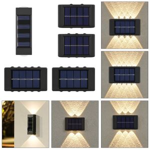 4 Pack Solar Wall Lights Outdoor, étanche à la clôture solaire extérieure éclair de haut en bas pour la décoration du jardin, la clôture, la cour, la porte d'entrée, le sentier