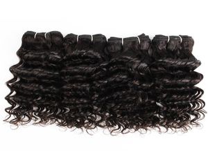 4 pièces indien cheveux bouclés profonds tissage 50gpc couleur naturelle noir Extensions de cheveux humains pour court Bob Style Bundles7207191