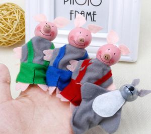 4 pièces trois petits cochons marionnettes à doigt tête en bois bébé enfants jouet éducatifTwFi3317949
