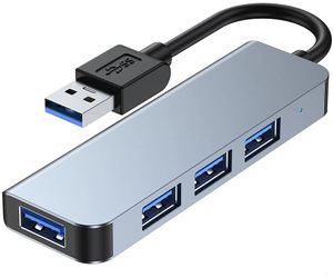 Adaptateur de hub de données USB 3.0 à 4 ports Répartiteur ultra fin et léger compatible avec MacBook Air/Pro/Mini, iMac, Surface Pro, MacPro, ordinateurs portables, clés USB, disque dur mobile