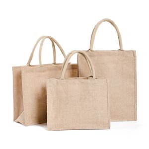 Sac de courses en Jute écologique réutilisable, 4 tailles, sac de courses de grande capacité pour femmes et filles, fourre-tout de rangement Portable et pliable, livraison directe