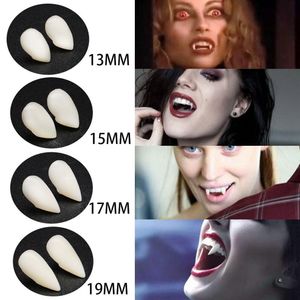 4 Tamaños Vampiro Blanco Grillz Zombies Dientes Colmillo Parrillas Dentales Cosplay Tapa de Diente Boca Resina Dientes Falsos Frenos Cuerpo del Día de San Valentín J239u