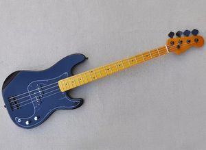 Guitare basse électrique noire à 4 cordes avec touche en érable jaune personnalisable