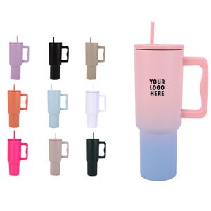 Taza de café de viaje de acero inoxidable de 40 oz con mango, aislado de café de acero inoxidable, a prueba de fugas, lavavajillas, se mantiene frío durante 24 horas, se adapta al portavasos HSK003 HSK003