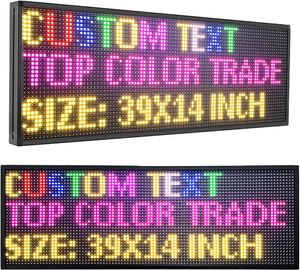 Panneau LED programmable RVB polychrome de 39 pouces (L) x 14 pouces (H) avec affichage de message défilant, haute luminosité pour affichage LED WIFI extérieur P10 pour magasin