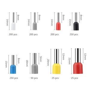 400/800/1200/2120 PCS Terminales de enjuague tubular Terminales Aisador Terminador Bloque Conector Conector de tubo eléctrico Terminal