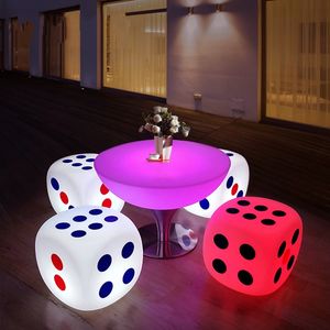 Tabouret de Bar Cube lumineux LED 40CM, Rechargeable, étanche, chaise scintillante pour DJ Bar, décoration de mariage, d'anniversaire et de noël