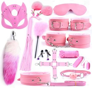 Plug Anal en queue de renard de 40CM de Long, jouets pour adultes de Bondage sexy BDSM pour femmes, menottes, fouet, masque de chat en cuir, jeux pour adultes, 2148572