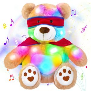 40 cm Musical Hero Bear Doll Lumin Animal en peluche pelucheux luminaire léger ours à ours doux jouet LED Gift For Kids Boys Girls 240507