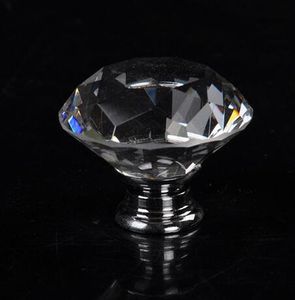 Tirador de cristal transparente con forma de diamante de 40mm, tirador de armario, puerta del cajón, perilla para muebles