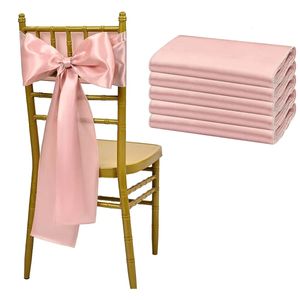 40pcs 17x275 cm Garas de satén de oro rosa Sacas de silla de satén Artillas Cintas para banquetes de boda Baby Shower Decorations 2312222