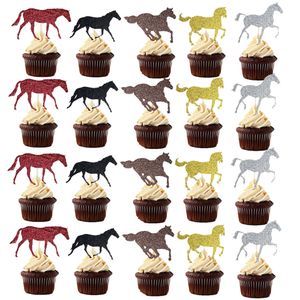 40pcs Horse Cupcake Toppers Horse Racing Cake Toppers Thème Horse Birdal Birthday Party Supplies Kentucky Derby Cake Decorations