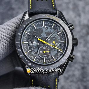 44mm Apollo Commemorative Edition Montres Dark Side Moon 311.92.44.30.01.001 Quartz Chronographe Montre Homme PVD Bracelet Cuir Acier Noir HWOM Hello_Watch