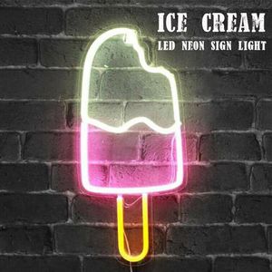 45 1x20 3CM Ice Cream LED Neon Sign Light Bombillas de neón para Beer Bar Dormitorio Home Party Decoración de pared Lámpara de neón Regalo de Navidad T200257C