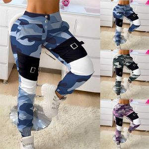 45 # Cuciture moda Leggings Donna Camouflage Stampa Leggins Mujer Casual Fasciatura Fitness Pantaloni lunghi pantalones de mujer 211204