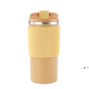 Tumbler Thermos à café de 450 ml avec étui antidérapant, double couche en acier inoxydable, flacon à vide de voiture, bouteille isolée de voyage, voie maritime RRA11759