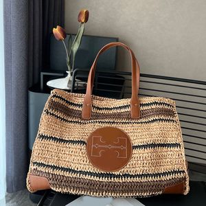 Bolso de paja a rayas de 45 cm, bolsos de playa de tejido de diseño, bolso de mano de diseñador, bolsos de mano de ganchillo de lujo, bolsos de mano de gran capacidad para mujer, bolso de tienda de punto de rafia, bolsos de mano para vacaciones de verano