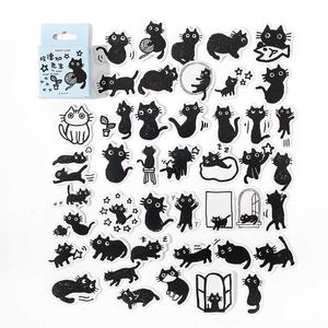 45pcs Mr Edgar Stickers Boxed Set Cute Black Cat Adhesive Note Label for Diary Album Decoration School A7187