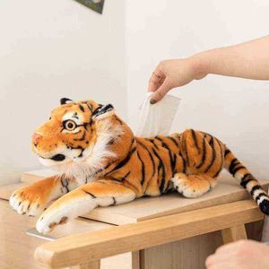 46 cm créatif tigre et léopard boîte à mouchoirs en peluche câlin poupées chambre voiture canapé porte-papier porte-serviettes cadeaux J220729
