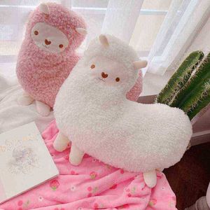 47Cm Doux Kawaii Alpaga En Peluche Oreiller Mignon Animal De Bande Dessinée Agneau Avec Couverture Rempli Poupée Bébé Oreiller De Couchage Enfants Cadeaux D'anniversaire J220729