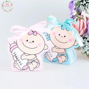 48pcsset Baby Girl and Boy Paper Regalo Regalo Baby Shower Caja de dulces Candy Bottle Feeding Birthday Fiest Decorations Kids 240426