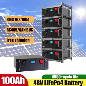 48V 100AH LiFePO4 batterie 5KW 4000+ Cycles batterie au Lithium solaire peut BUS RS485 avec 32 parallèles pour stockage à la maison