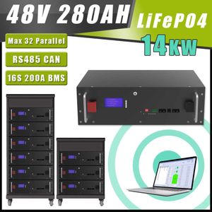 Batterie 48V LiFePO4 280Ah 200Ah 100Ah 51.2V 14KWh avec moniteur RS485 CAN PC pour l'alimentation de secours de stockage d'énergie AUCUNE TAXE