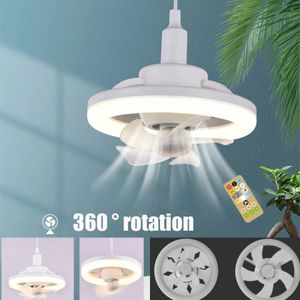 48W 60W E27 Ceiling Fan With Led Light And Remote Control 360 ° Rotation Retractable Silent Ceiling Fan Lamp For Room Home Decor