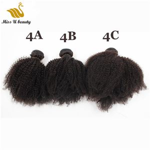 4a 4b 4c Afro Kinky Curly Bundles de tissage de cheveux humains Extensions de cheveux vierges Cuticules alignées 10-20 pouces