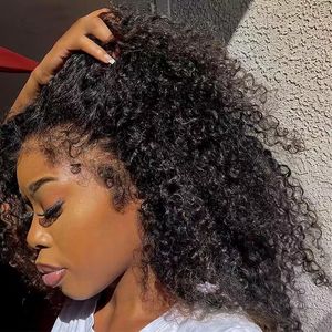 4C Edges Glueless Full Hd Lace Wigs Pour Les Femmes Noires Kinky Curly 100 cheveux humains 360 Lace Front Wigs Raw Brésilien remy Hair noir Lace Frontal perruques