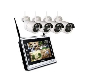 Caméra LCD 4CH 720P, moniteur sans fil NVR, système de sécurité CCTV, WiFi, 4 canaux, Plug and play, ensemble de surveillance ZZ