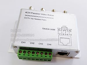 Adaptador de conector Balun de vídeo de 4 canales, Cable CCTV pasivo filtrado UTP RJ45 Cat5 de 4 puertos/2 uds.