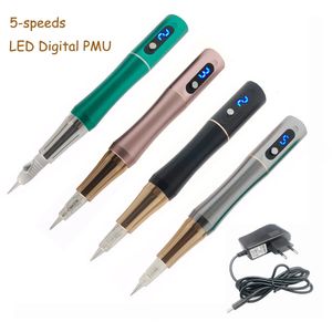 Stylo de beauté numérique LED promotionnel, 4 couleurs, pour maquillage Permanent, Machine à tatouer les sourcils, cartouche d'aiguilles 240129