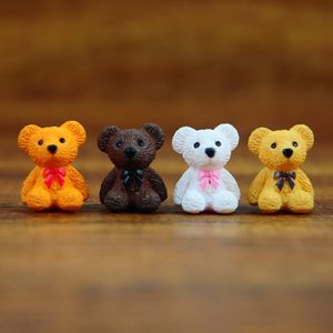 Mini dibujos animados osos animales manualidades regalos miniaturas musgo terrario resina artesanía figuritas DIY decoración de jardín 4 colores