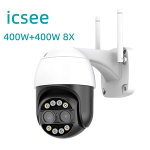 Cámara de vigilancia inalámbrica de doble lente 4K, 8MP, WiFi, IP, Zoom Digital 8X, detección humana, seguimiento inteligente, protección de seguridad