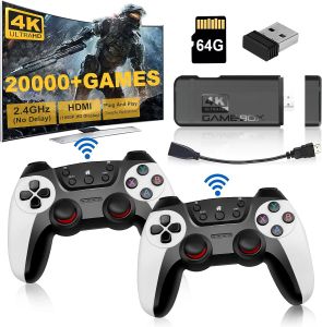 Console de jeu vidéo STICK 4K, avec poignée de mise à niveau, système Stable sans fil 2.4 ghz, sans décalage, plus de 20 000 jeux rétro PS1 intégrés