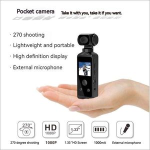 Caméra d'action de poche 4K HD, mini caméra de sport Wifi rotative à 270 degrés avec étui étanche pour casque de voyage, enregistreur de pilote de vélo